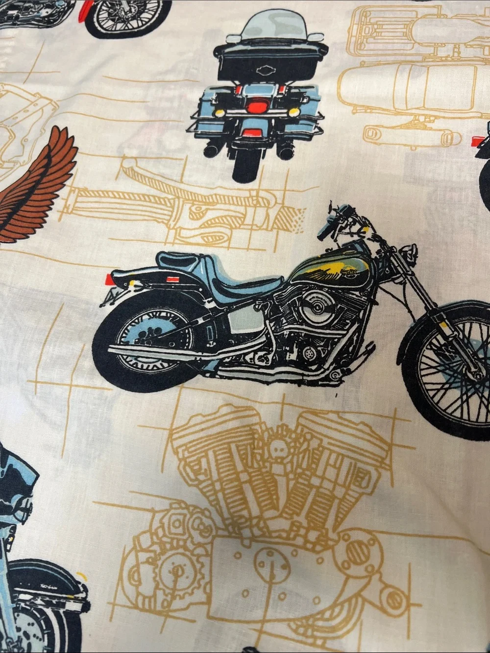 Vintage Harley-Davidson Cream Twin Sheet set with Motorcycle print great cond